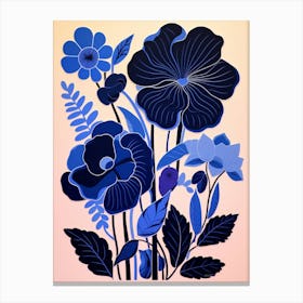 Blue Flower Illustration Hibiscus 2 Canvas Print