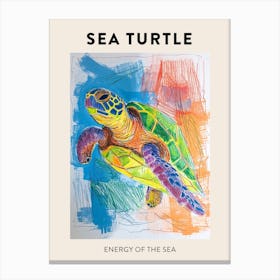 Rainbow Sea Turtle Scribble Poster Canvas Print