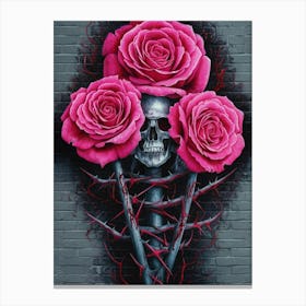 Roses And Skulls Canvas Print