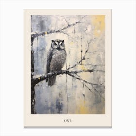 Vintage Winter Animal Painting Poster Owl 3 Canvas Print