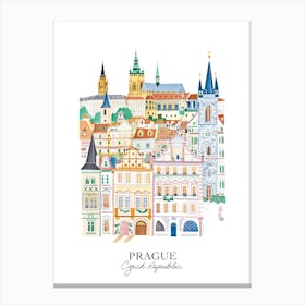 Prague Czech Republic Gouache Travel Illustration Canvas Print