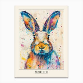 Arctic Hare Colourful Watercolour 4 Poster Canvas Print