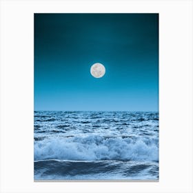 Full Moon Over The Ocean Canvas Print