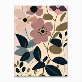 Wild Rose Wildflower Modern Muted Colours 2 Canvas Print