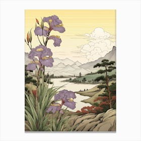 Ayame Japanese Iris 1 Japanese Botanical Illustration Stampe su tela