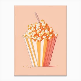 Caramel Popcorn Dessert Minimal Line Drawing Flower Canvas Print