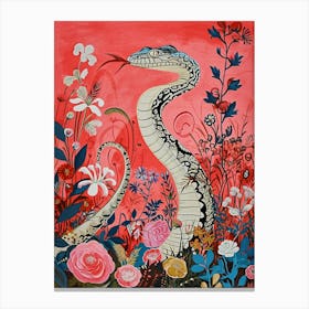 Floral Animal Painting Cobra 7 Canvas Print