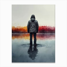 Man Standing In Water Canvas Print