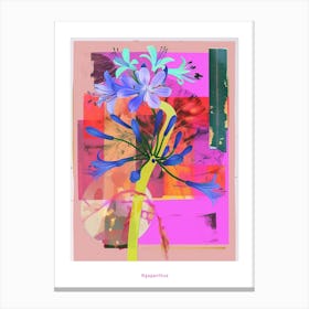 Agapanthus 4 Neon Flower Collage Poster Canvas Print