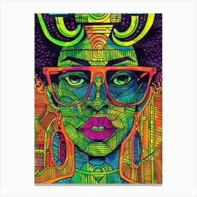 Afro Girl With Glasses Canvas Print