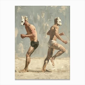 Men Dancing Fox Masks - V Canvas Print