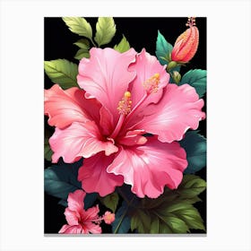 Pink Hibiscus Flower Canvas Print