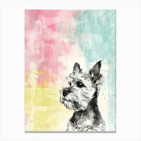 Welsh Terrier Dog Pastel Line Watercolour Illustration  1 Canvas Print