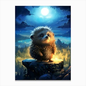 Hedgehog In The Moonlight Canvas Print