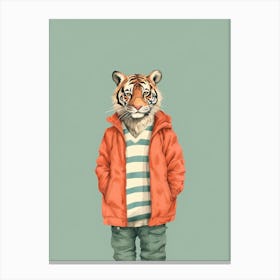 Tiger Illustrations Wearing Pyjamas 3 Canvas Print