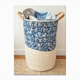 Blue And White Basket Canvas Print