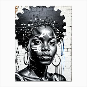 Vintage Graffiti Mural Of Beautiful Black Woman 145 Canvas Print