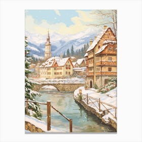 Vintage Winter Illustration Bavaria Germany 1 Canvas Print