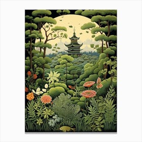 Ninna Ji Temple Japan Henri Rousseau Style 1 Canvas Print