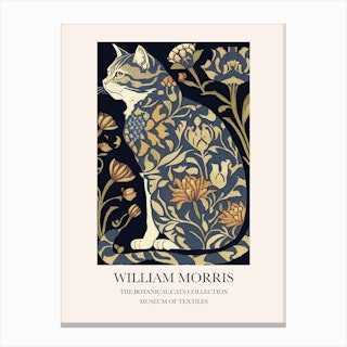 William Morris  Style The Botanical Cats Textiles Canvas Print