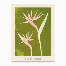 Pink & Green Bird Of Paradise 1 Flower Poster Canvas Print