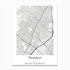 Peristeri,Greece Minimalist Map Canvas Print