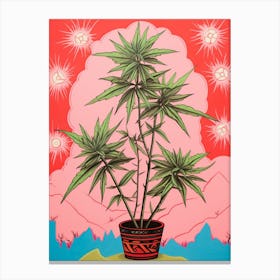 Pink And Red Plant Illustration Dracaena 1 Canvas Print