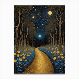 Starry Night Forest By Klimt Style (11) Canvas Print