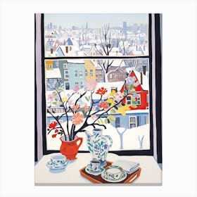 The Windowsill Of Chicago   Usa Snow Inspired By Matisse 3 Canvas Print