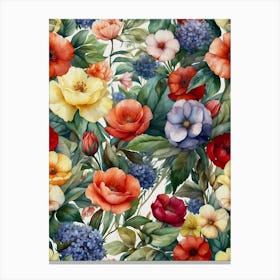 Watercolor Floral Pattern 4 Canvas Print