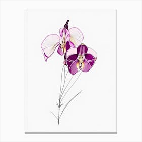 Orchid Floral Minimal Line Drawing 2 Flower Canvas Print