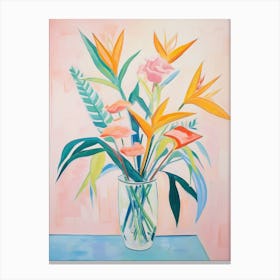 A Vase With Bird Of Paradise, Flower Bouquet 2 Canvas Print