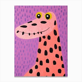 Pink Polka Dot Alligator 1 Canvas Print
