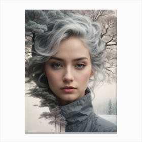 Girl With Gray Hair Print Canvas Print