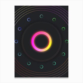 Neon Geometric Glyph in Pink and Yellow Circle Array on Black n.0468 Canvas Print