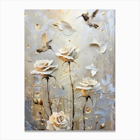 Roses And Hummingbirds Canvas Print