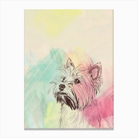 Yorkshire Terrier Dog Pastel Line Watercolour Illustration  2 Canvas Print