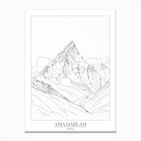 Ama Dablam Nepal Line Drawing 8 Poster Canvas Print