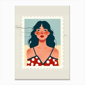 Pretty Woman Postage Stamp Illustration Canvas Print