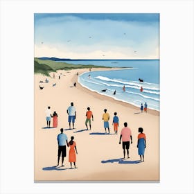 People On The Beach Painting (19) Canvas Print