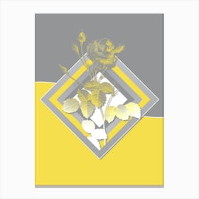 Vintage Provence Rose Botanical Geometric Art in Yellow and Gray n.093 Canvas Print