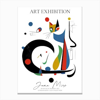 Joan Miro  Inspired Cats Collection Abstract Exhibition Canvas Print