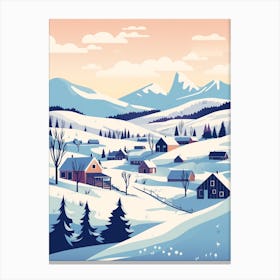 Vintage Winter Travel Illustration Abisko Sweden 2 Canvas Print