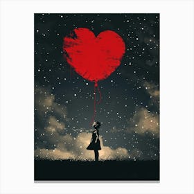 Girl Holding A Heart Canvas Print