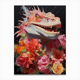 Dragon With Roses Canvas Print