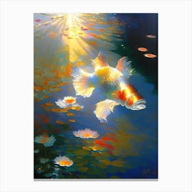 Kujaku Koi 1, Fish Monet Style Classic Painting Canvas Print