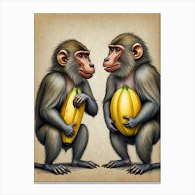 Monkeys Holding Bananas Canvas Print