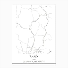 Gujo,Japan Minimalist Map Canvas Print