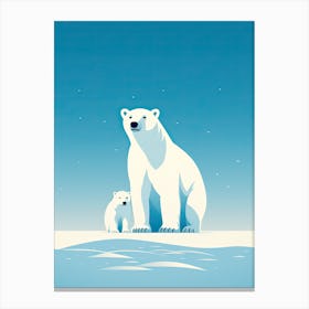 Frosty Kinship; Polar Bear Family Oil Painting Canvas Print