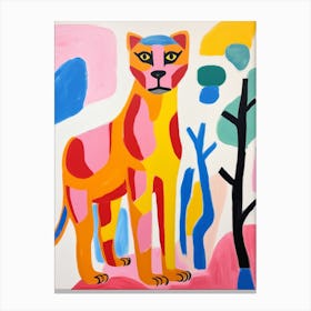 Colourful Kids Animal Art Mountain Lion 4 Canvas Print